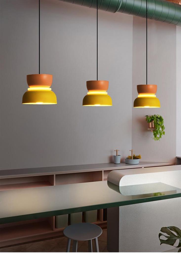 Nordic Macaron Halo Pendant Lamp - Modern Warm Lighting for Restaurants, Bars, and Bedrooms