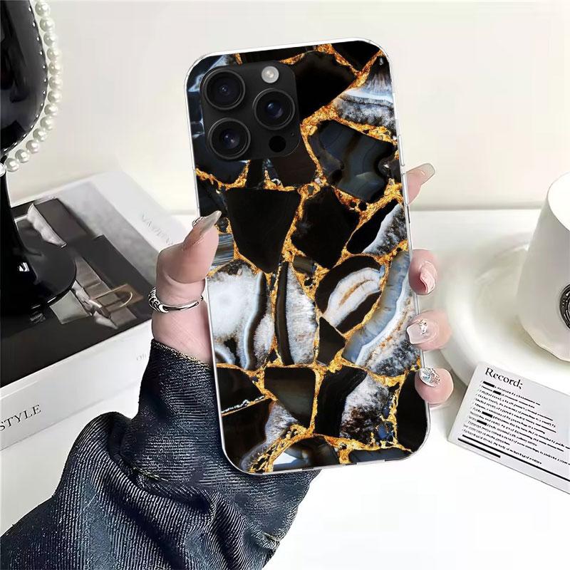 Fashion Geometric Marble Soft Phone Case For IPhone 11 17 Air 16E 16 Pro Max 15 + 14 Plus 13 Mini 12 Apple 7 SE 8 Fundas Coque 1