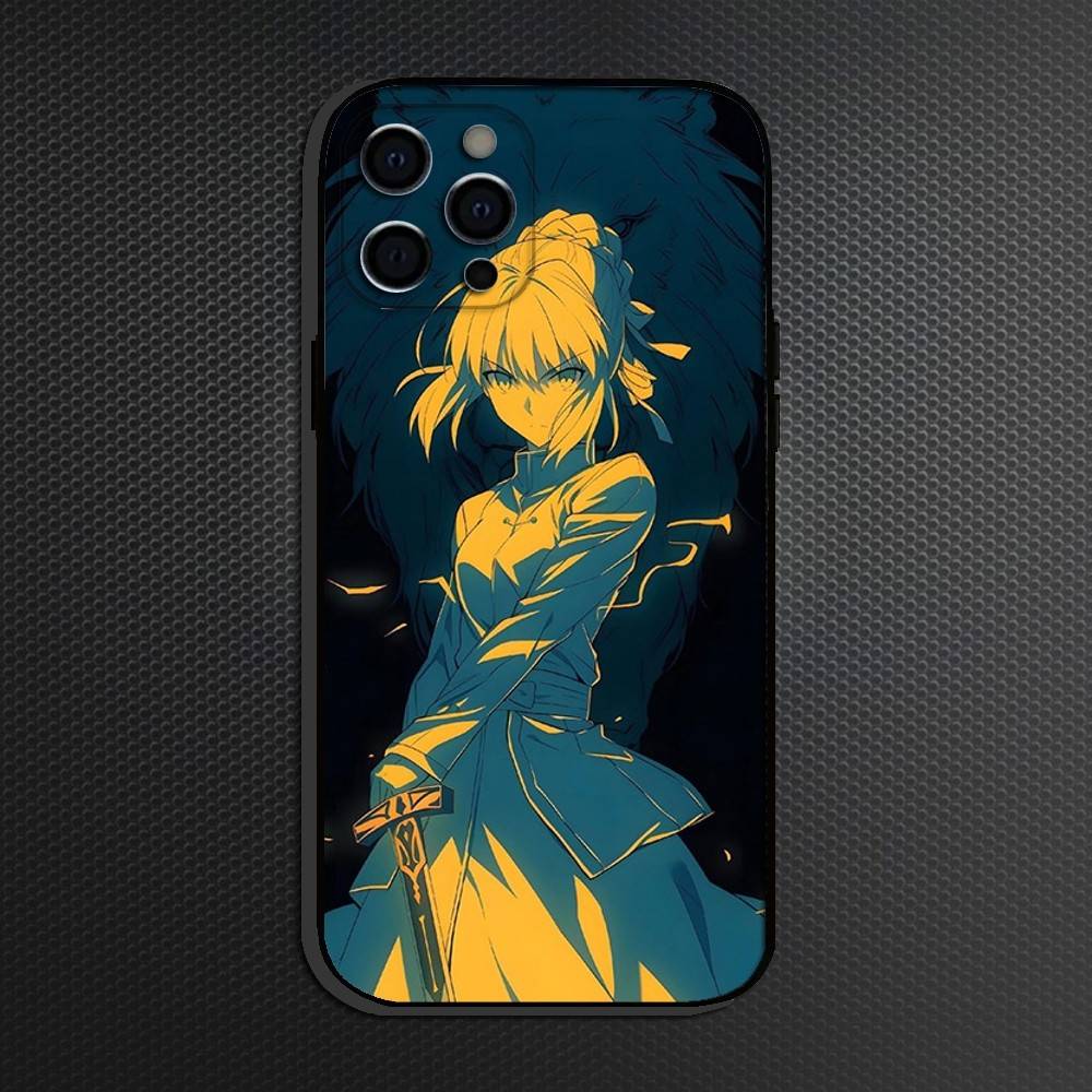 

Fate Zero Stay Night Saber Phone Case For iPhone 16,15,14,13,12,11 Plus,Pro Max, Soft Silicone Black Cover iPhone12mini
