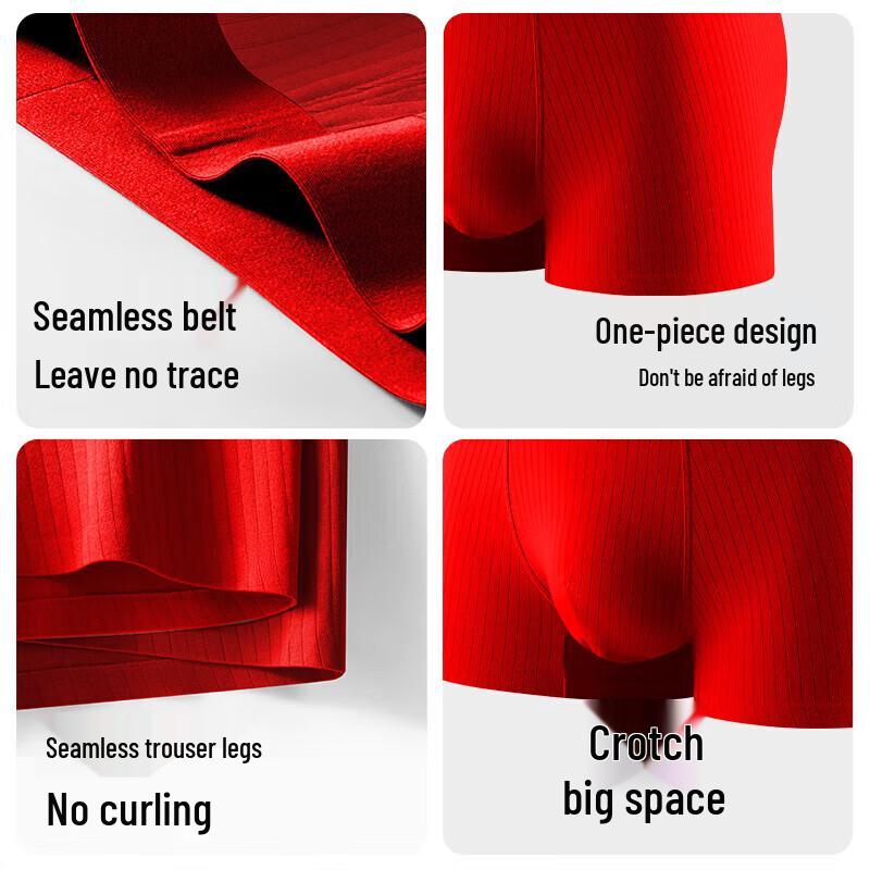 Jianjiang Men's 80S Combed Cotton Antibacterial Seamless Boxer Briefs 3-Pack