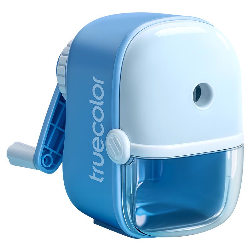 True Color Hand-Crank Pencil Sharpener with Automatic Lead Advance for Students and Kids