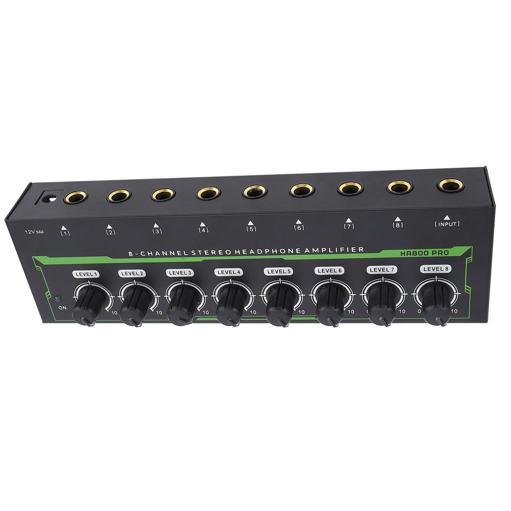 Headphone Amplifier 8 Channel Low Noise Portable Stereo Amplifier with RGB Light for Studio Family K