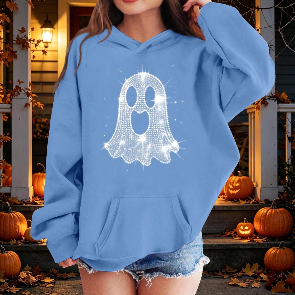 Kids Halloween Printed Hoodie Casual Loose Fit Pullover for Boys Girls Party and Daily Wear