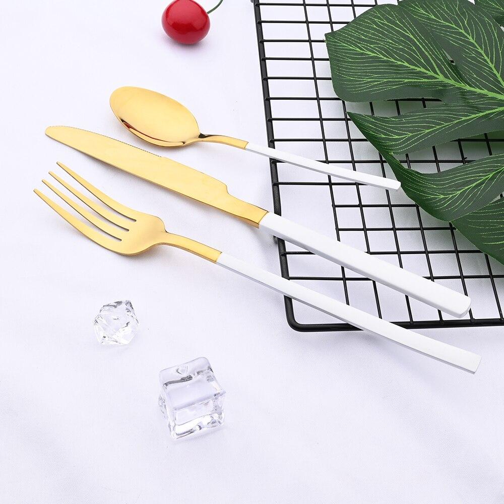 Blue Gold Mirror Dinnerware Cutlery Set Stainless Steel Tableware Set Home Knife Fork Coffee Spoon Flatware Silverware Set