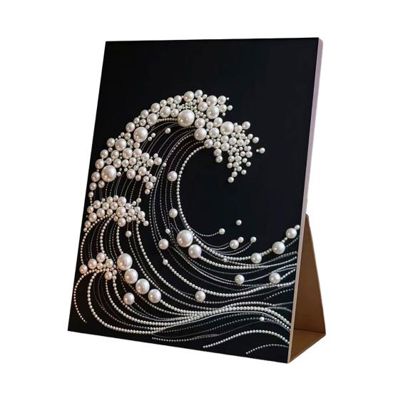 Faux Pearl Art DIY Kit 3D Butterfly Landscape Mosaic Stress Relief Craft for Adults Teens Pre-Printed Canvas with Glitter Resin