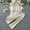 Casual Loose-Fit Batwing-Sleeve Knit Cardigan and Wide-Leg Pants Two-Piece Set for Women 2026 Fall Winter Cape Sweater  Elegant Lady Pants Outfit