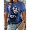 Women's Summer Casual Crewneck 3D Print Dandelion Pattern Breathable O Neck Short Sleeve Oversized T-shirt Summer