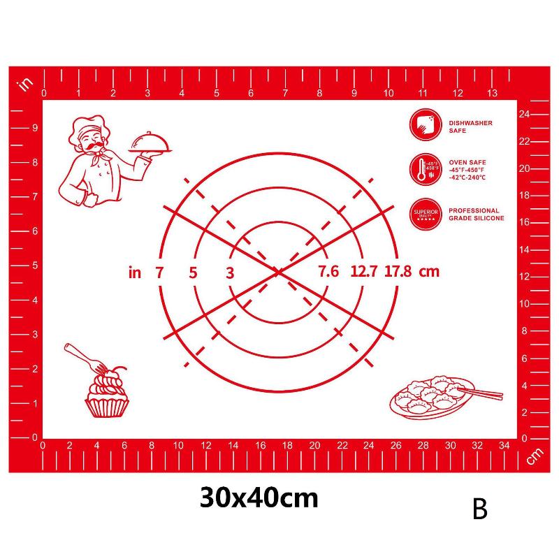 1 Stück Silikon Antihaft-Küchenhelfer Backformen Backmatte Knetmatte Teigmatte Pizza Kuchen Teigbereiter Küche Kochen Grill