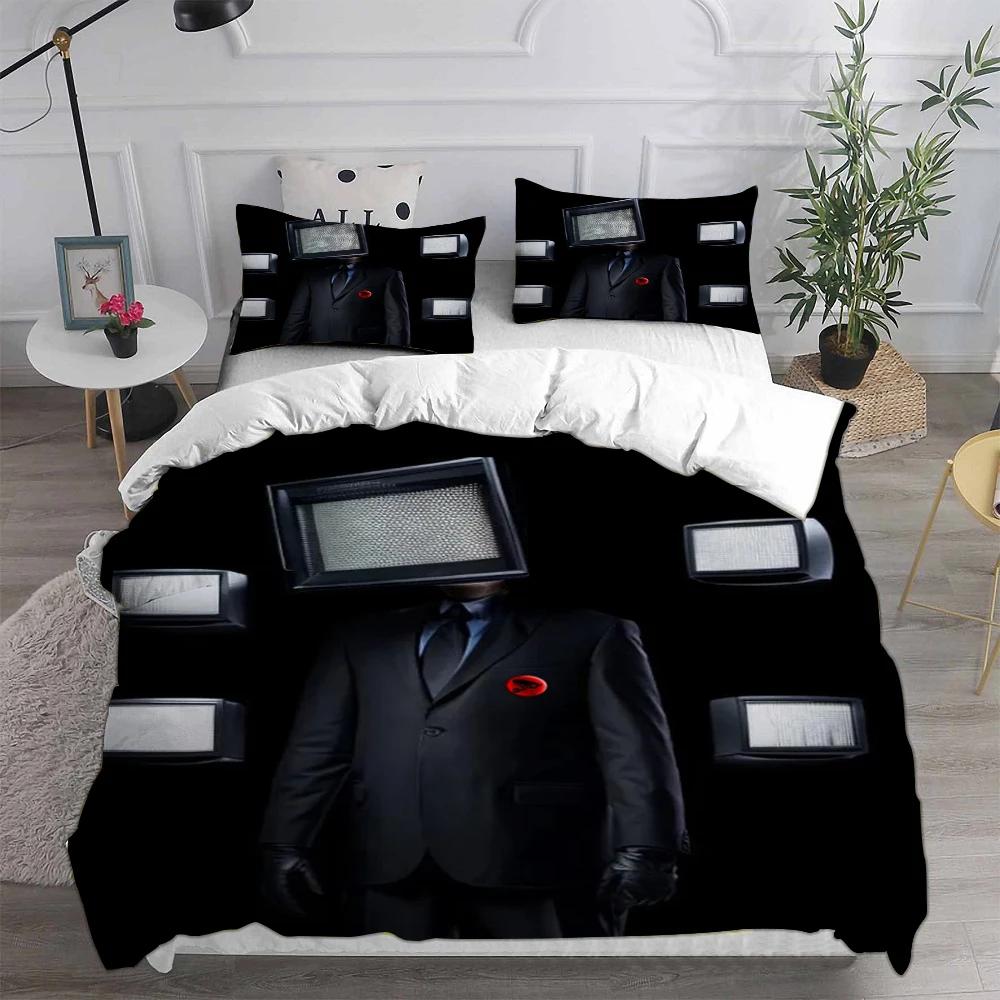 Skibidi Toilet & Arale Bedding Set - Duvet Cover + Pillowcase (2-3PCS, Queen/King Size for Kids/Adults)