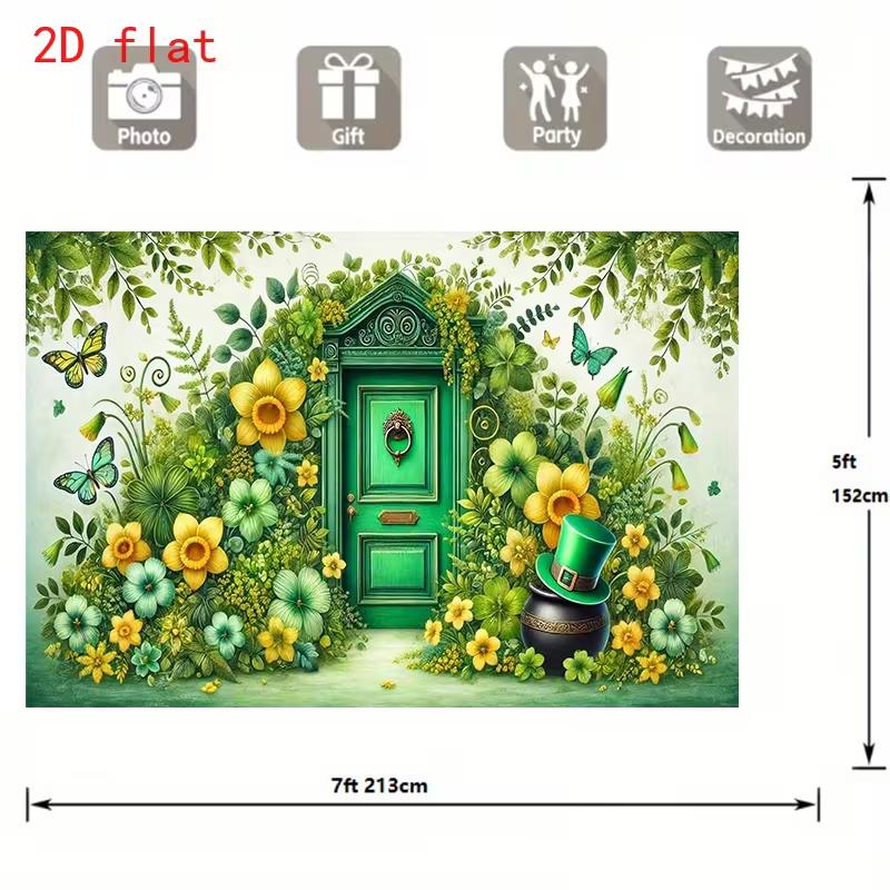 Irish Garden 2D Backdrop, Leprechaun Hat & Floral Photo Background