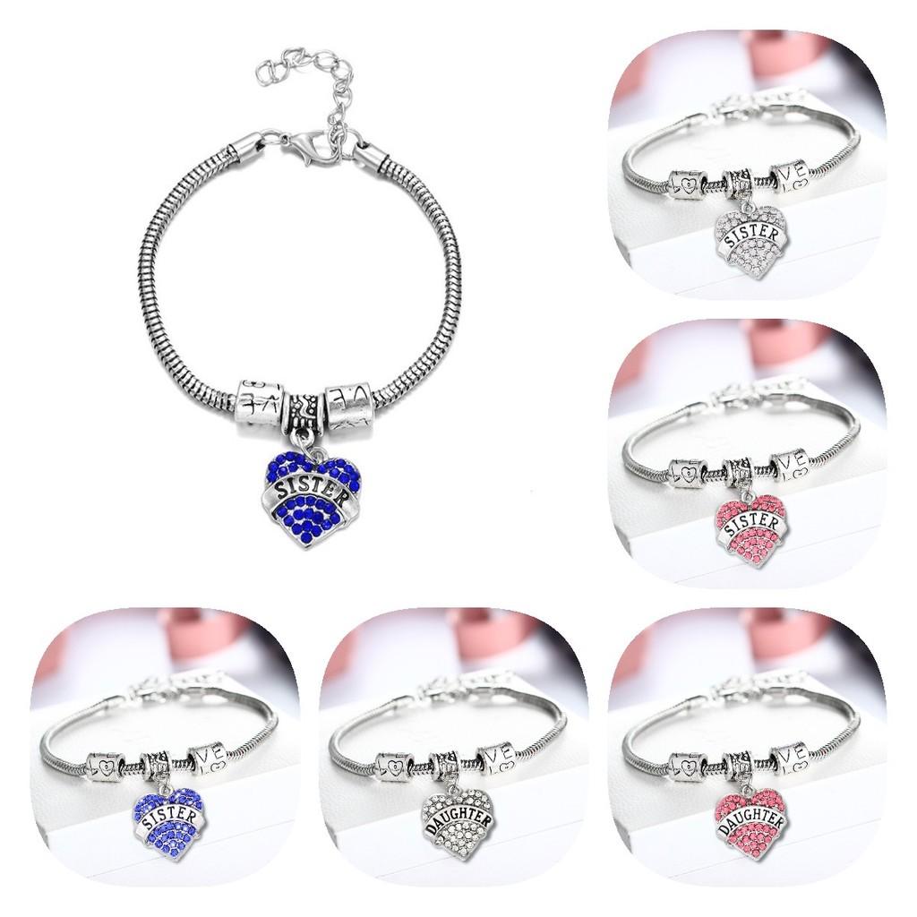 Stylish Heart Shaped Family Member Bracelet With Rhinestone Accents For Special Occasions