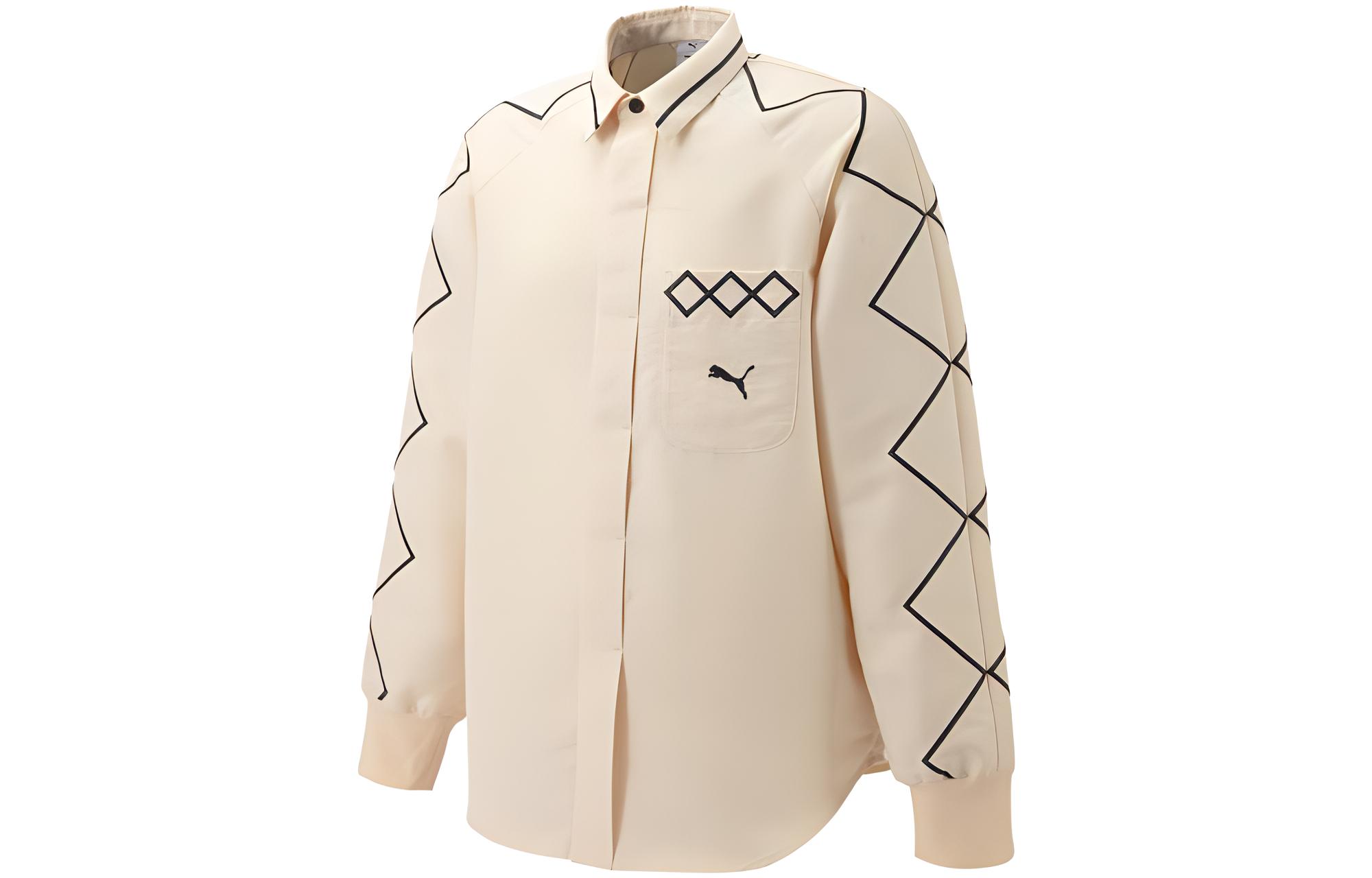 PUMA X Staffonly X Monopoly Shirts Unisex Ecru Lapel Moderate Shirt 539903-86 XXL