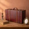 Wooden Storage Box Rustic Vintage Suitcase AntiqueInfluenced Decorative for Collectors,