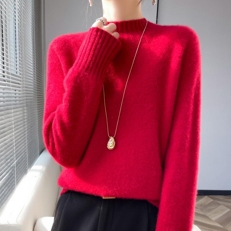 Women's Cashmere Sweater Qinghe Cashmere 30% Cashmere 70% Wool Autumn and Winter Pullover Warm and Fashionable