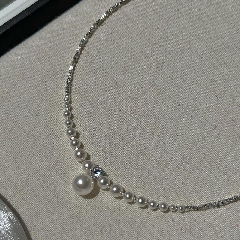 Pearl Broken Silver Necklace Women's Light Luxury Niche High Sense Internet Celebrity Collarbone Chain Gentle Temperament Versatile Neck Chain
