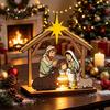 Holiday Party Supplies Christmas Tabletop Glowing Ornament, 3D Wooden Tree Decoration with Decorative Ornaments for Warm Light, Festive Centerpiece