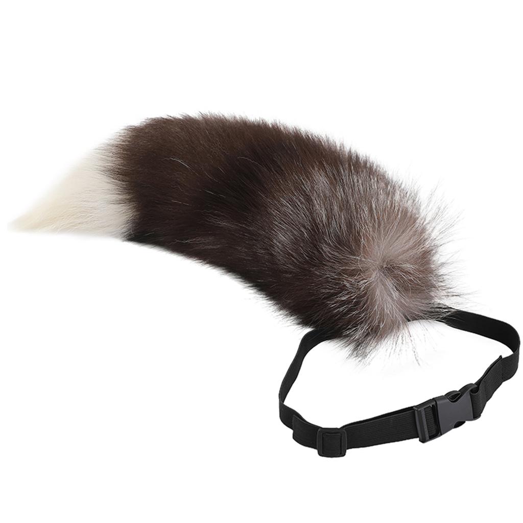 Soft Long Tail Foxes Tail Adjustable Belt Foxes Costume Tail Handmade Animal Tail Decorations for Halloween Party