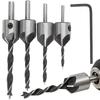 5PCS Woodworking Countersink Drill Bits Set with L Wrench Chamfering Drill Bits Hole Opener Tool Carpentry Reamer for Screw