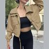 Cappotto Corto da Donna Casual con Coulisse, Monopetto, con Zip, Manica Lunga, Giacca da Donna Autunnale, Cappotti da Strada per Signora