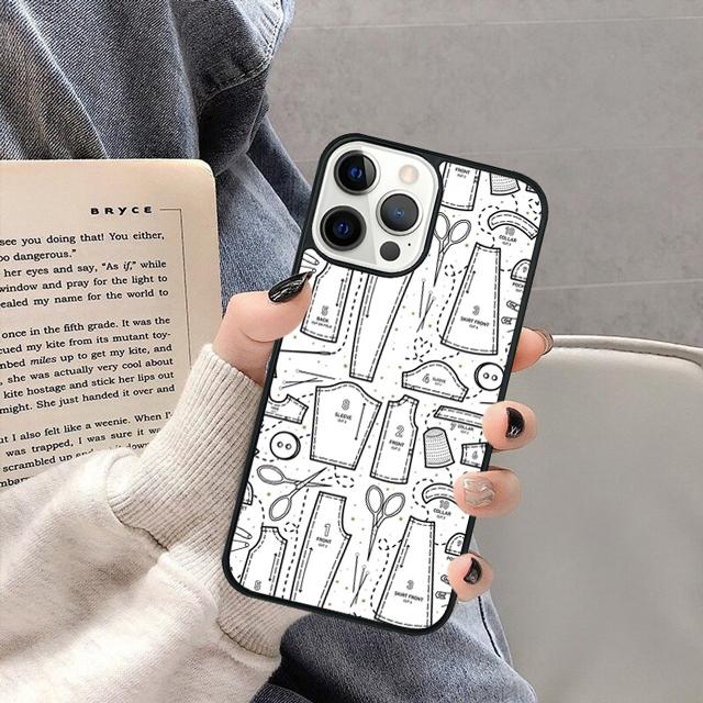 Sewing Scissors Buttons Phone Case Cover for iPhone 17 Air 16 16e 15 13 14 11 12 Pro Max Plus  coque fundas Shell