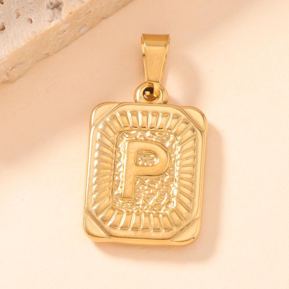 

Подвеска-ожерелье из нержавеющей стали с алфавитом - Квадратная пластина DIY аксессуар