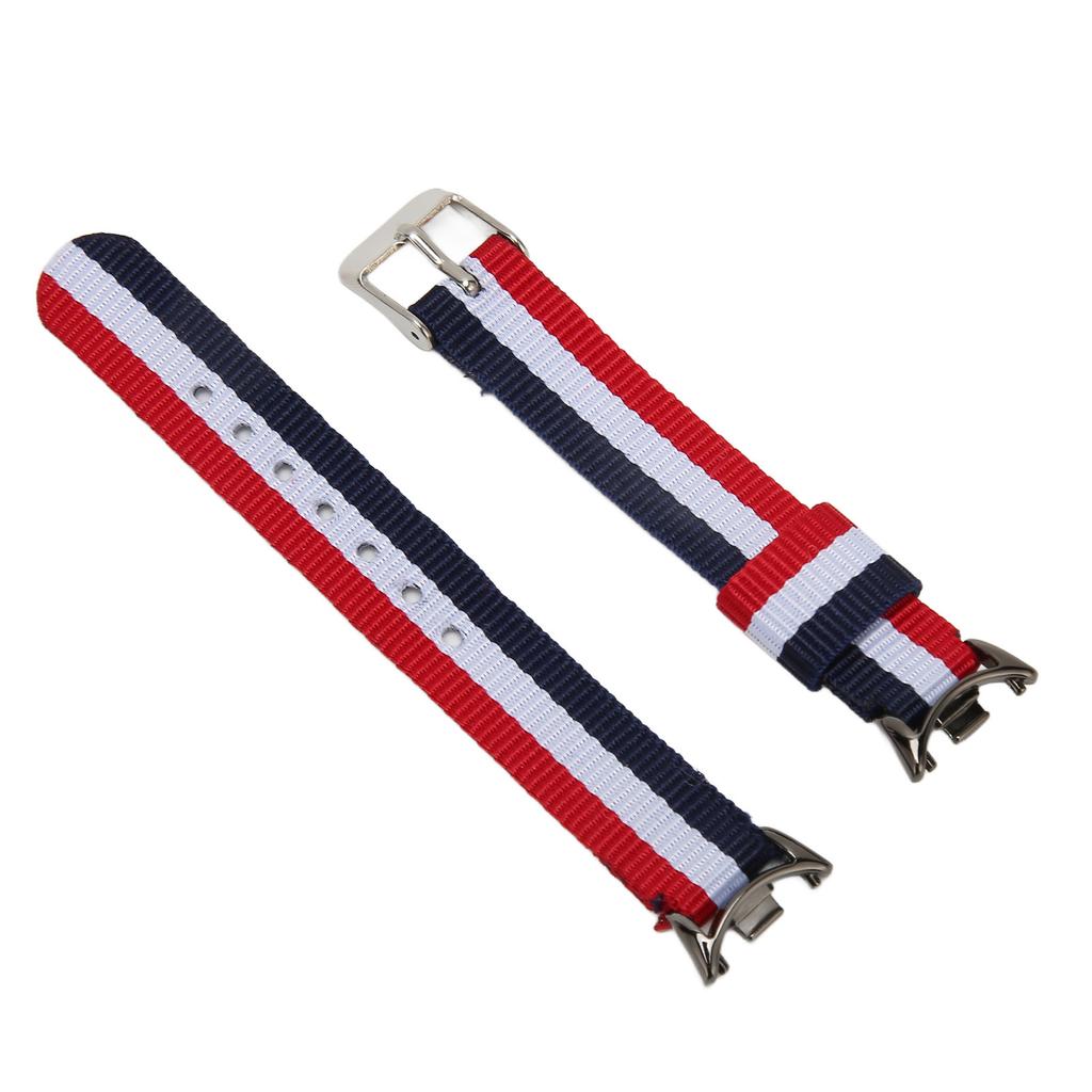 Sport Strap Canvas Sport Band Adjustable Vintage Watch Strap Compatible for Mi Band 8 3 Stripes