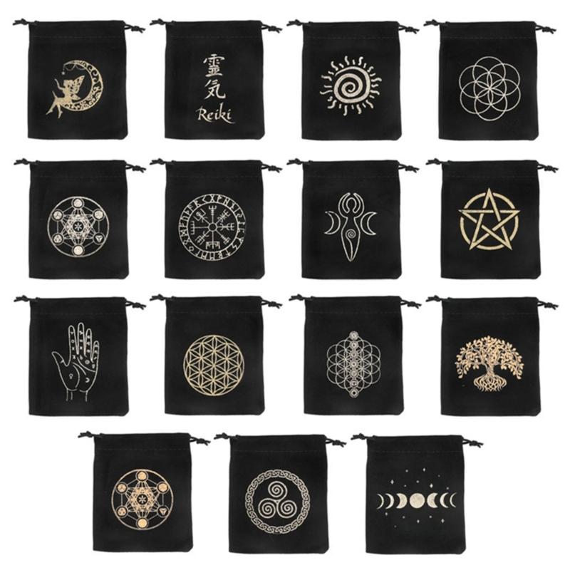 Dvination Utensil Drawstring Board Game Bag Cloth Tarot Storage Bag Witchcraft Supplies Tarot Box