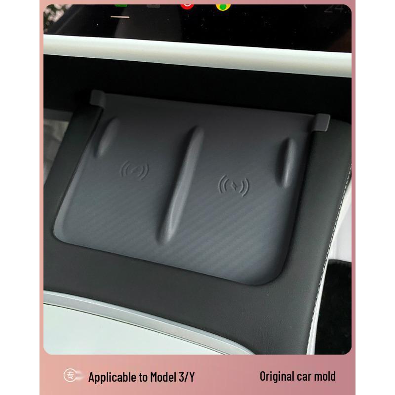 Tesla Model Y/3 Wireless Charging Anti-Slip Silicone Mat for Center Console Decoration