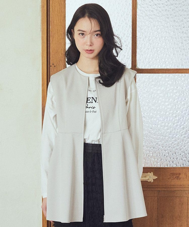 Music Outerwear Peplum Zip Gilet for Beige [earth & Ecology] Women,