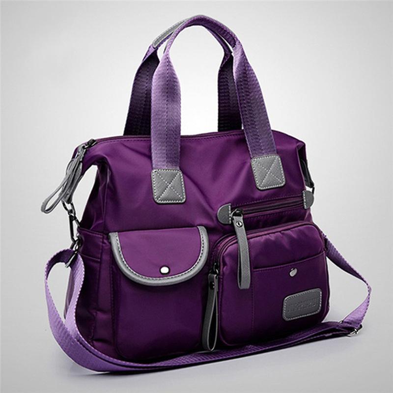 

Shoulder Bags New Ladies Tote Bags Fashion Lie Fallow Nylon Waterproof Casual Shoulder Mummy Bag Large Capacity Messenger Bags фіолетовий