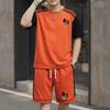 2026 Men's Plus Size Patchwork Short Sleeve Summer Casual Suit - Round Neck Sports Shorts Two-Piece Set