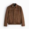 Mens Suede Leather Lapel Jacket Fashion Casual Slim Coat Apring Autumn Coat Tops for Male