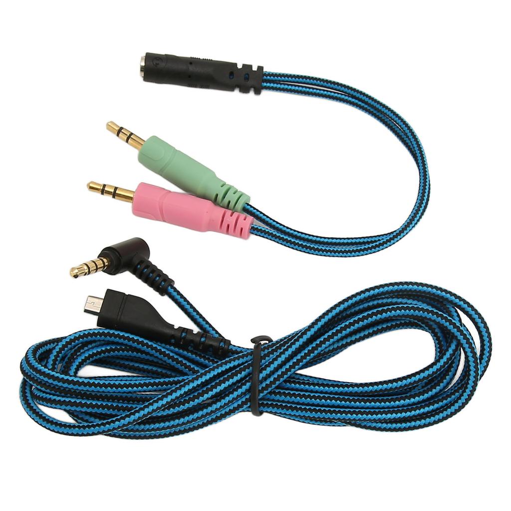 Headphone Cable Elbow Plug OFC Core Replacement Headset Cord with Y Adapter for Steelseries Arctis