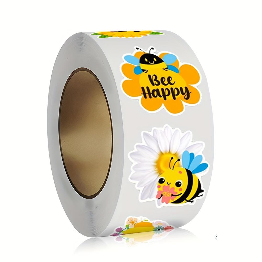 500 Stück/1 Rolle 2,5 cm/1 Zoll Gelbe Bienenblumenförmige Aufkleber Dekoration Geschenkbox Aufkleber Etikett Schreibwaren Aufkleber Scrapbook Dekoration