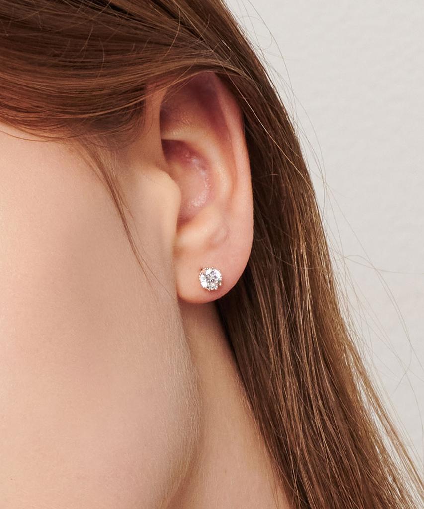 Loveenb [14K Gold] Simple Cubic Point Earrings