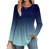 Women's Casual Fashion Long Sleeve Shirt Gradient Tunic Top