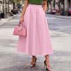 Women Casual Elastic Waist Solid Color Loose Midi Skirts
