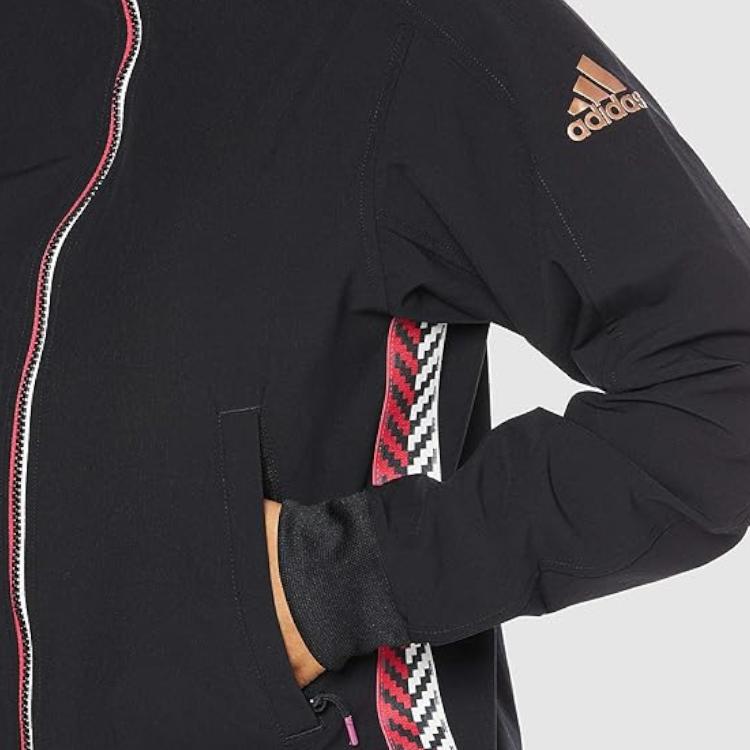 Adidas Logo Print Zip Casual Long Sleeve Jacket Women Jackets Black FS3801