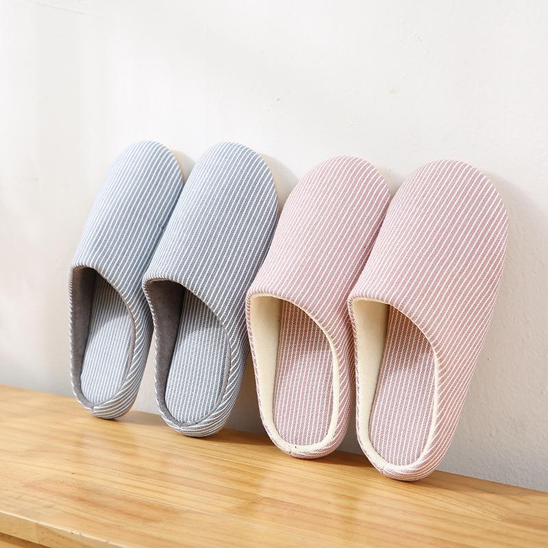 Machine Washable Japanese Style Cotton-Linen Indoor Slippers - Anti-Slip & Silent for Women and Men, Perfect for Spring/Autumn
