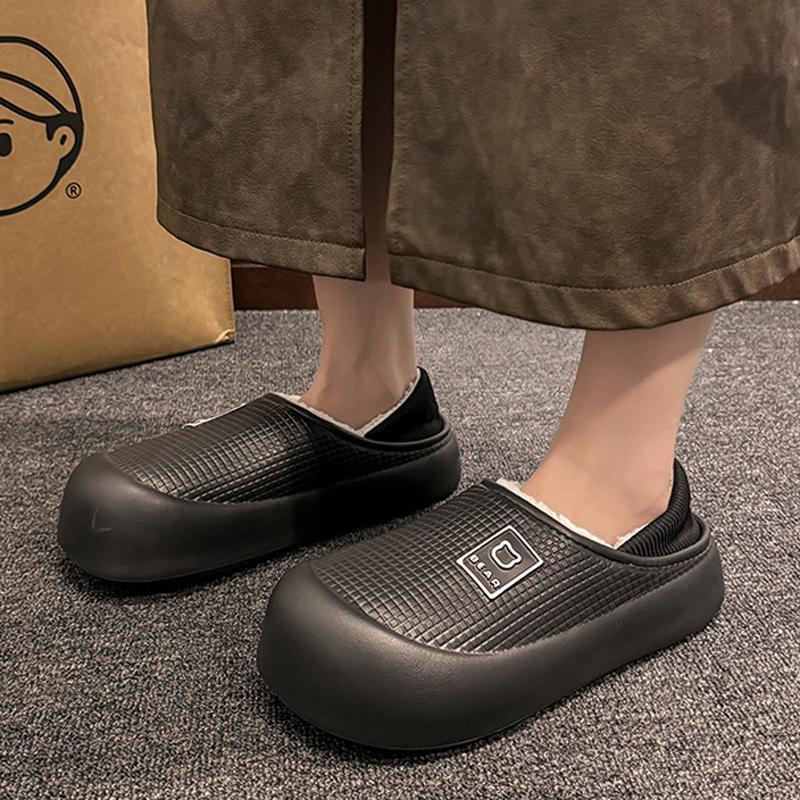 Módní Litfun Pantofle s plyšovou podšívkou pro ženy Platforma Pohodlné Vnitřní Bavlněné Nazouváky Vodotěsné Domácí Nazouváky Huňaté Protiskluzové Dámské Pantofle