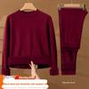 Herren Warmes Unterwäsche-Set mit Fleecefutter - Mittelhoher Rundhalsausschnitt, Übergröße, Kältefest für Mittelalte und Ältere, Herbst/Winter.