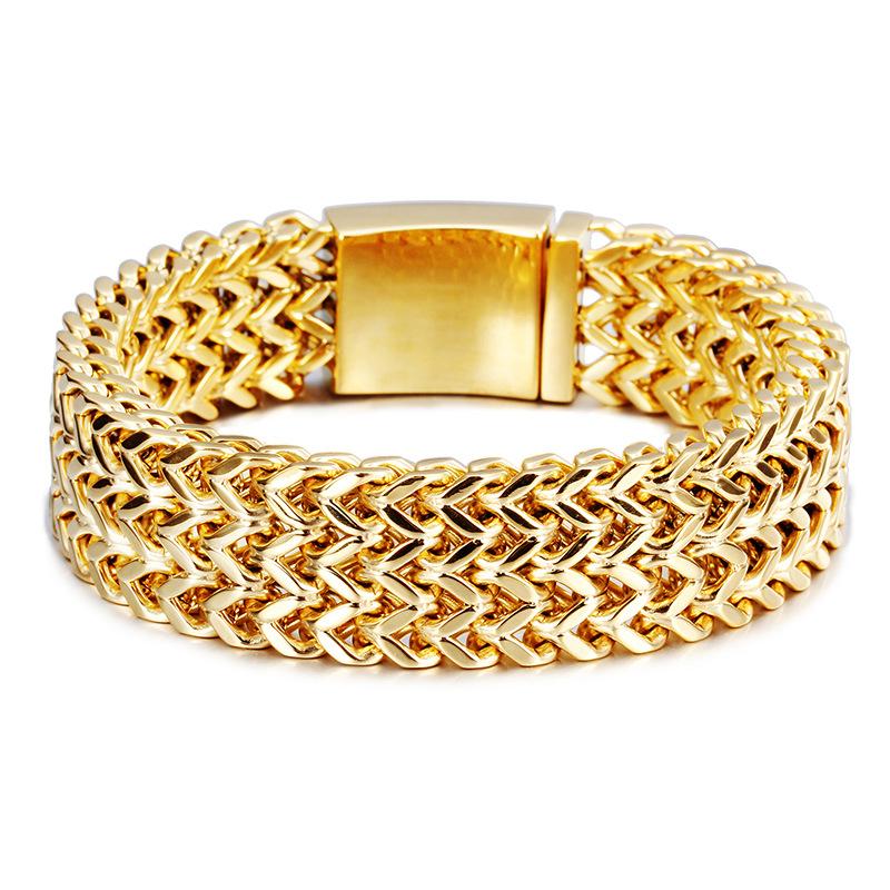 

2026 European and American Jewelry, Personalized Fashion Square Fish Scale Men s Bracelet Width 12MM 23CM