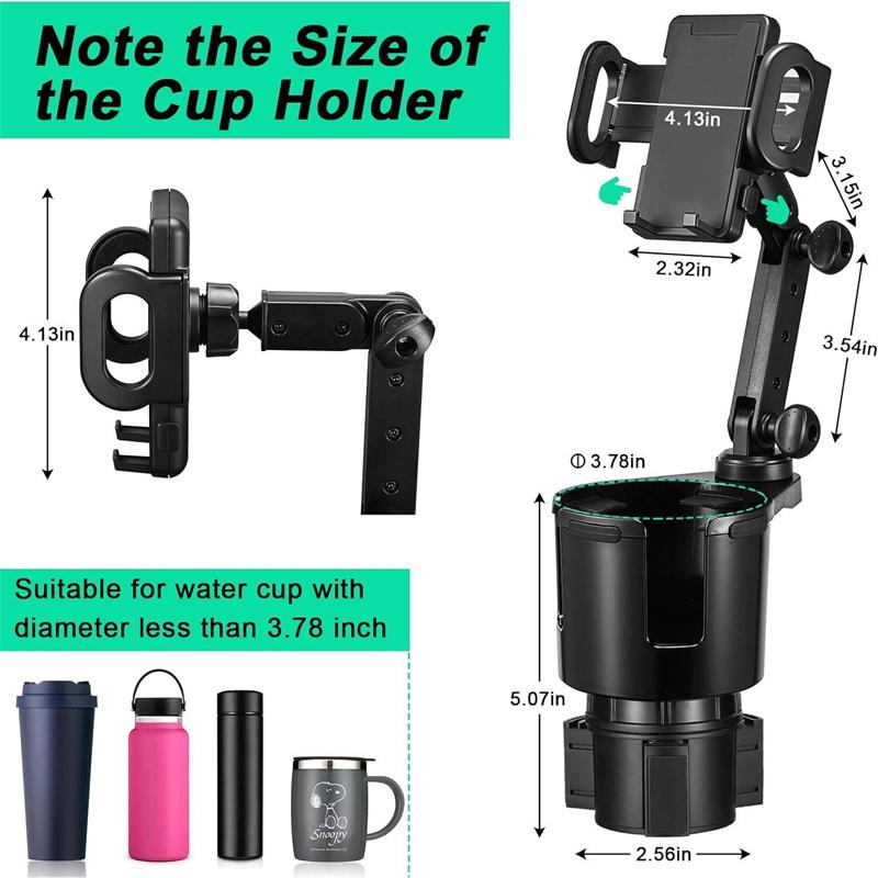 New Adjustable Universal Car Cup Holders Drink Holder Expander Adapter With Phone Holder, Storage Box Tray, Car Accessories