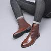 2024 Autumn New Casual Fashion Trend High Top Men's Shoes Leather Boots Large Size 38-48