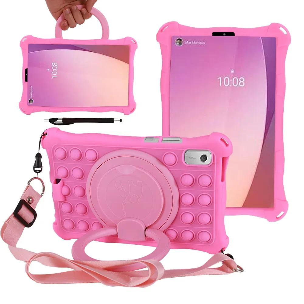 Pour Tab M9 TB-310FU 9 pouces Housse de Tablette Protectrice en Silicone à Bulles avec Support pour Enfants Pour M9 Avec Sangle d'Épaule Stylo M9 TB-310FU