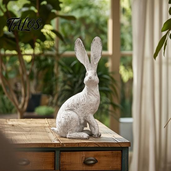 Outdoor Resin Sculpture Bunny Decor, Garden Yard Rabbit Statue Decorations, Easter Bronze Farmhouse Distressed Figurines, Spring Statues Home
