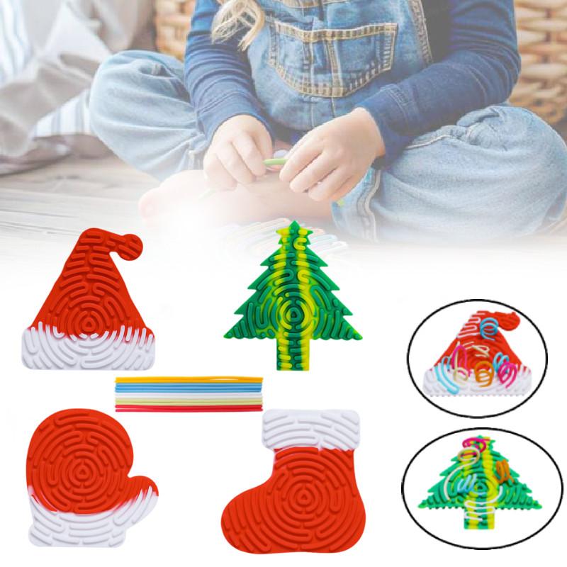 Tree 4pcs Christmas Hat Sock Glove Sensory Activity Board Silica Gel Puzzle Toy