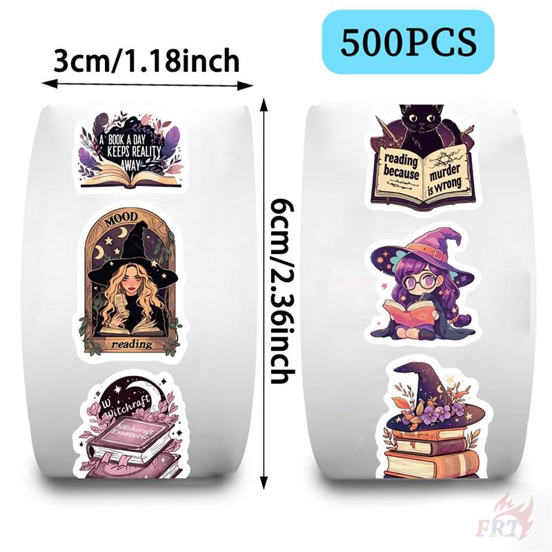 500Pcs/Roll Witches Love To Read - Mysterious Purple Kids Rewards Stickers - DIY Scrapbooks Album Decor Sealing Label Decals