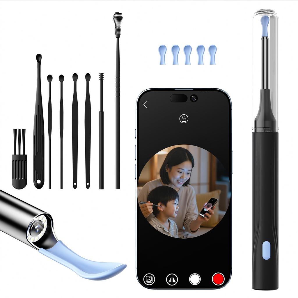 TAREASS Earpick New 2000W Earpick with Ear 6 LED IP67 Earwax Set for and Compatible with iOS and Includes Japanese Instructions [2025 Model, Pixels!]