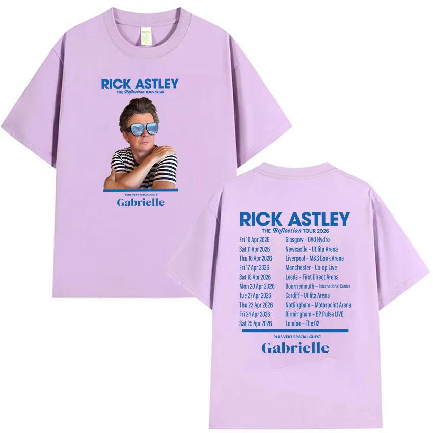 Rick Astley Reflection Tour 2026 Print T Shirts Unisexs Retro High Quality Fashion Tshirt Casual Oversized Cotton Tees Streetwear
